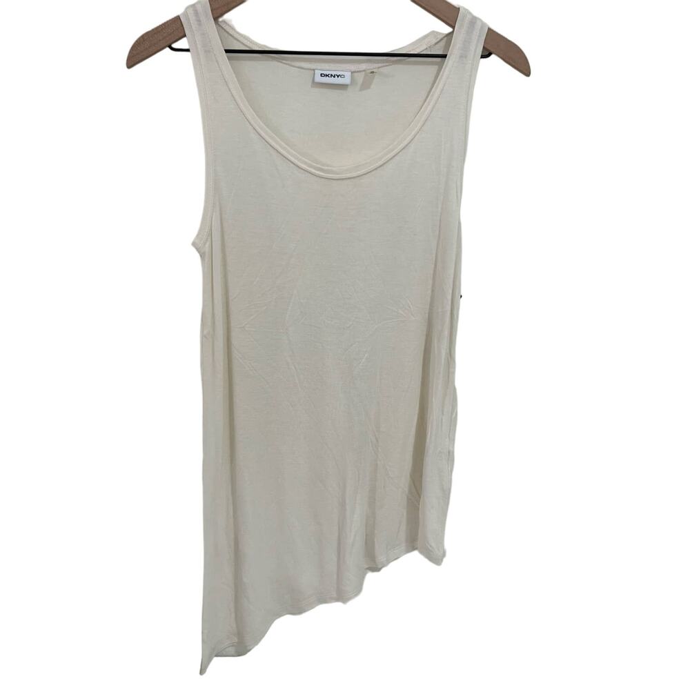 DKNY Ivory White Asymmetrical Tank Top Size XS New